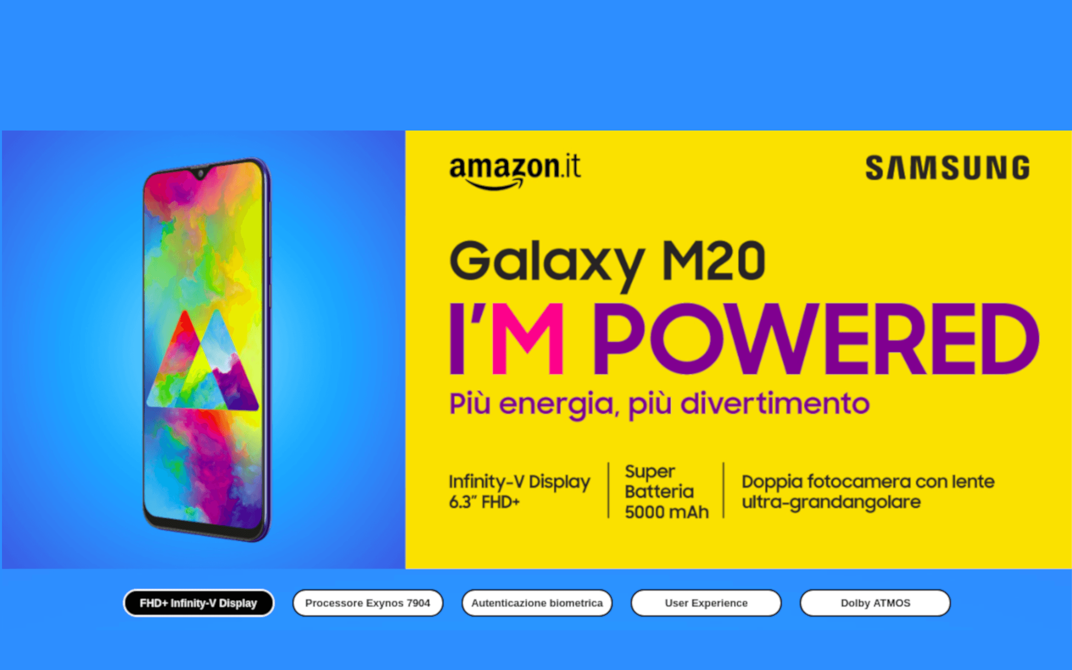 Samsung Galaxy M20 disponibile su Amazon a 229€