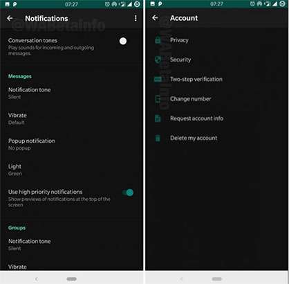 Il tema scuro di WhatsApp