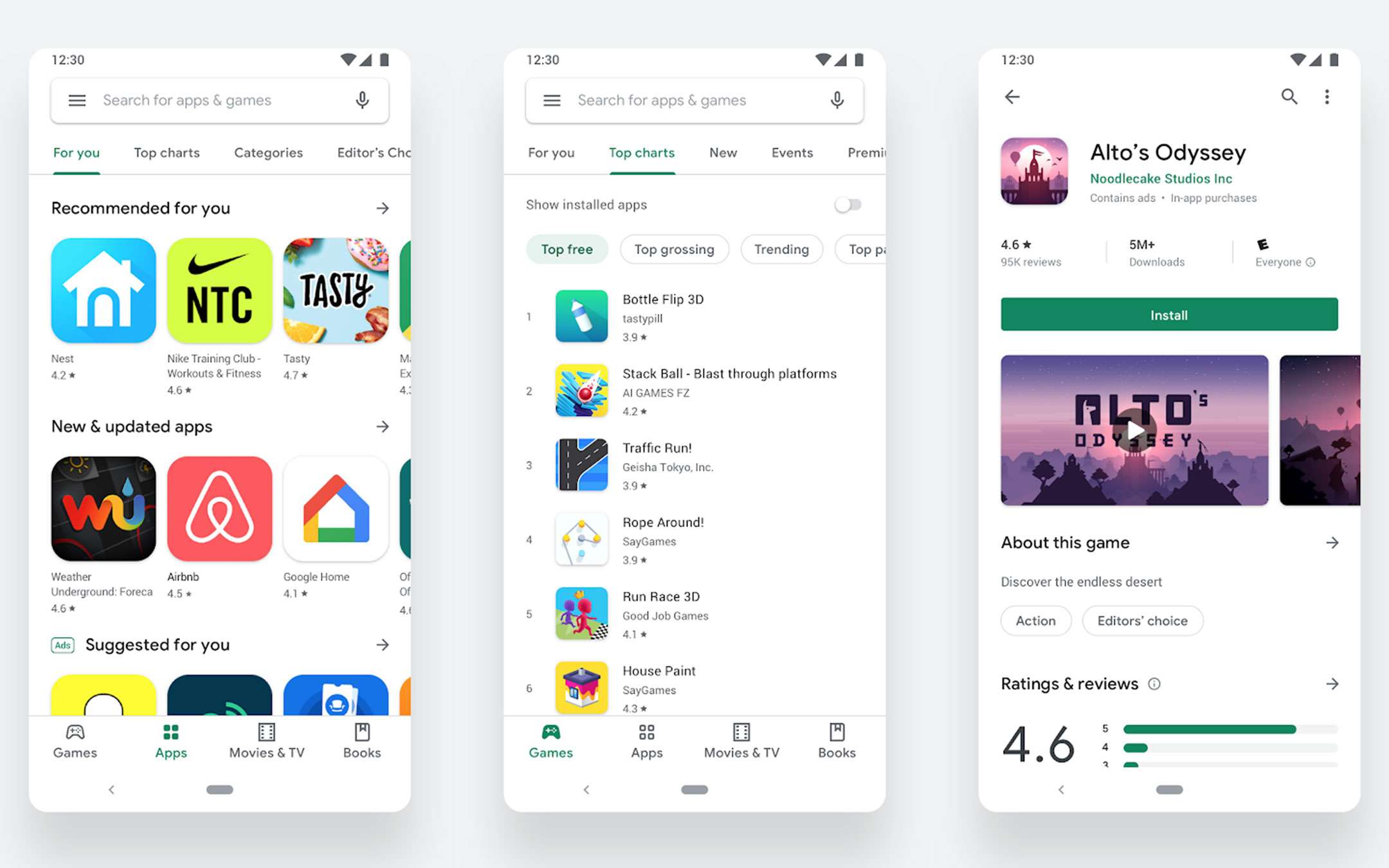 Il Play Store si rifà il look: design più pulito