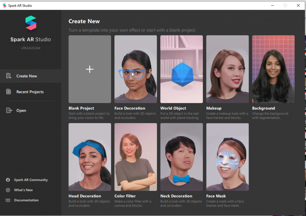 spark ar studio per creare filtri instagram