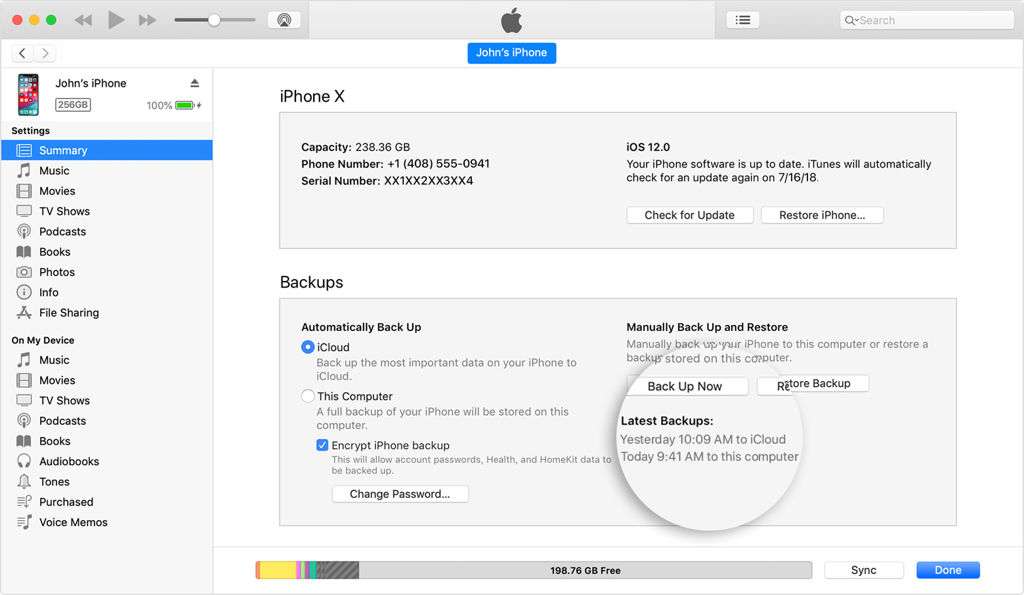 Backup iPhone con iTunes e Windows