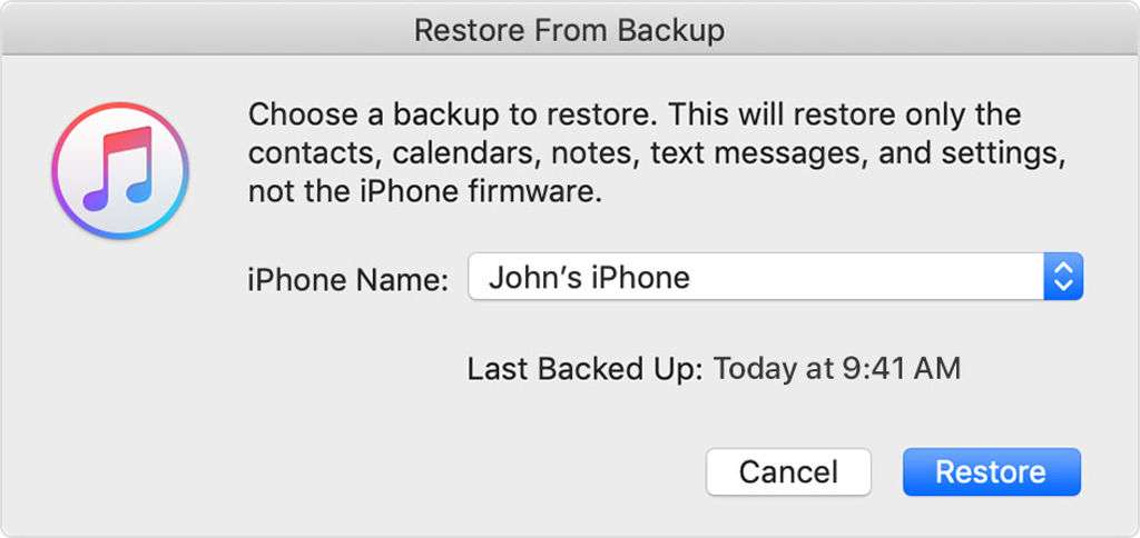 fare backup iphone