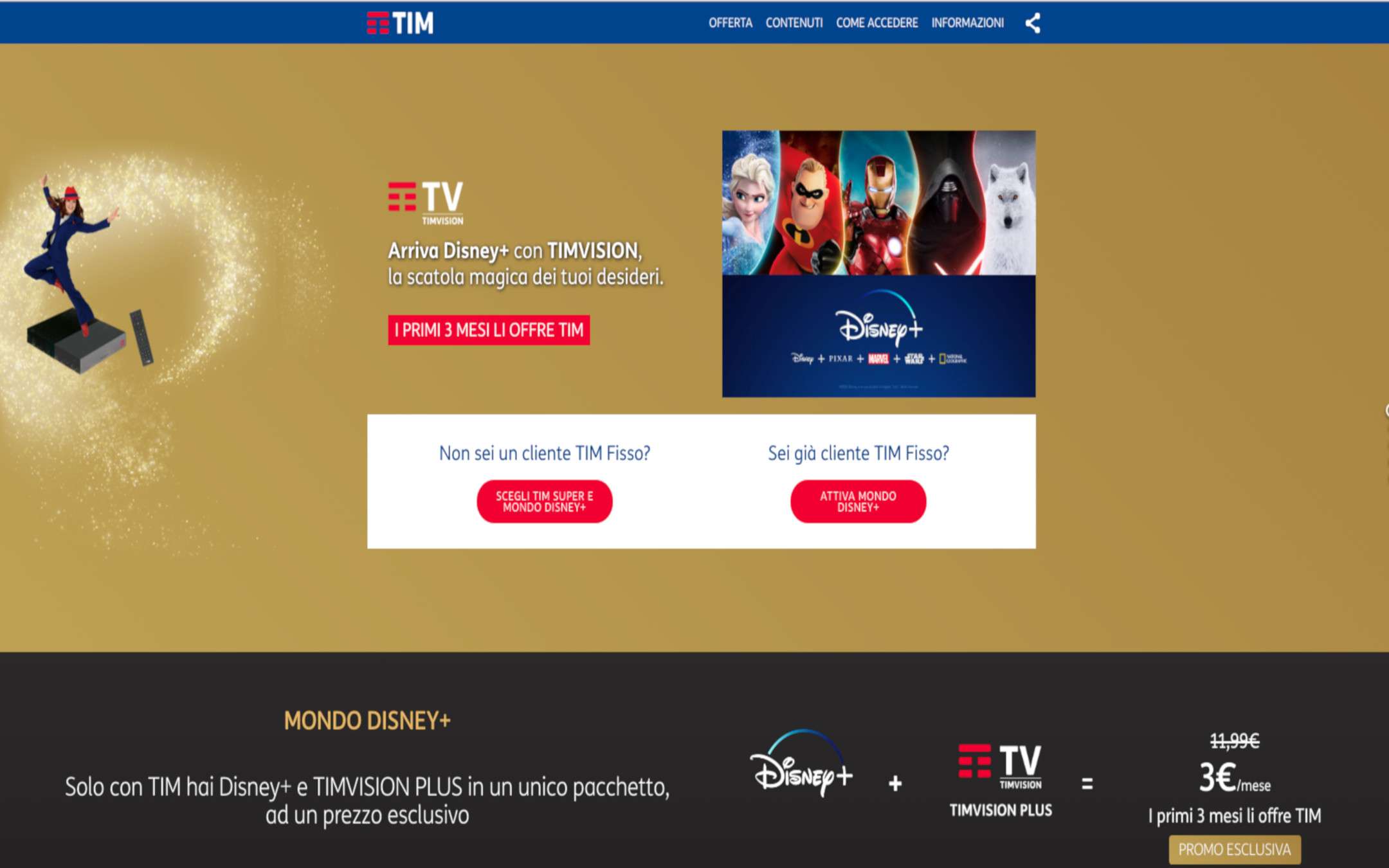 TIM: come avere 3 mesi di Mondo Disney+ gratis