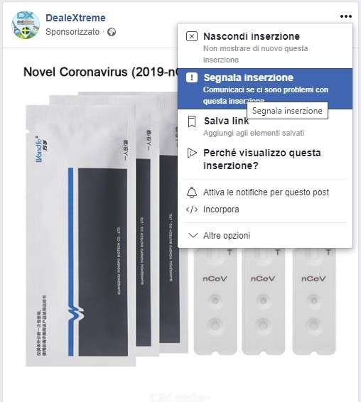 Pubblicità ingannevole su Facebook