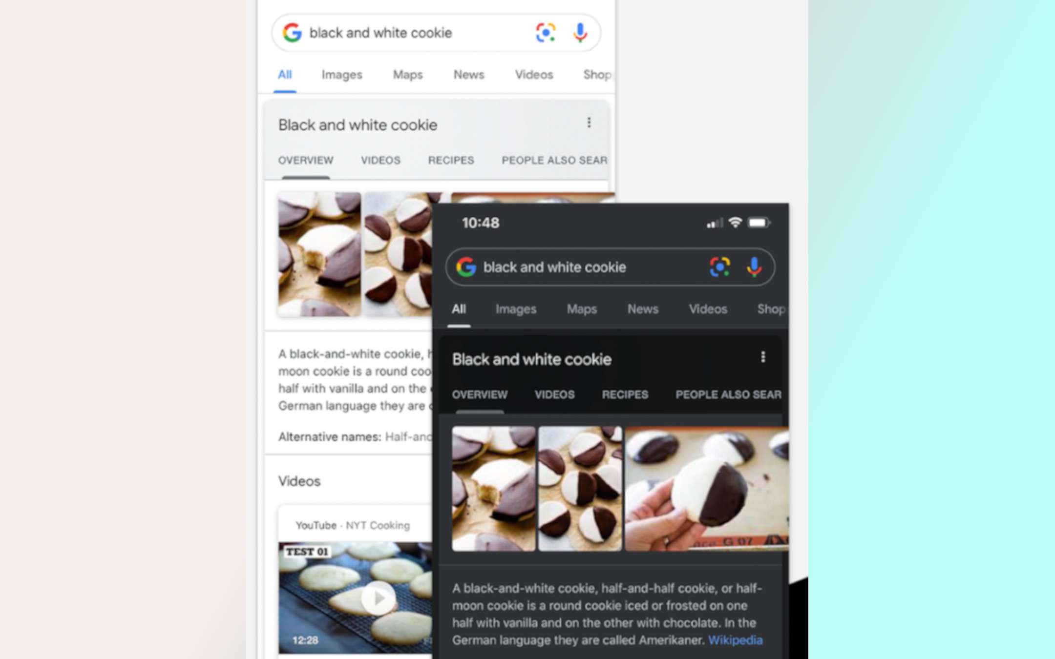 Google Ricerche: update con dark mode on/off