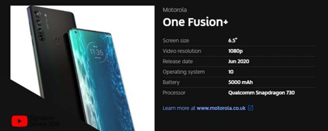 الكشف عن المواصفات الفنية لـ Motorola One Fusion +