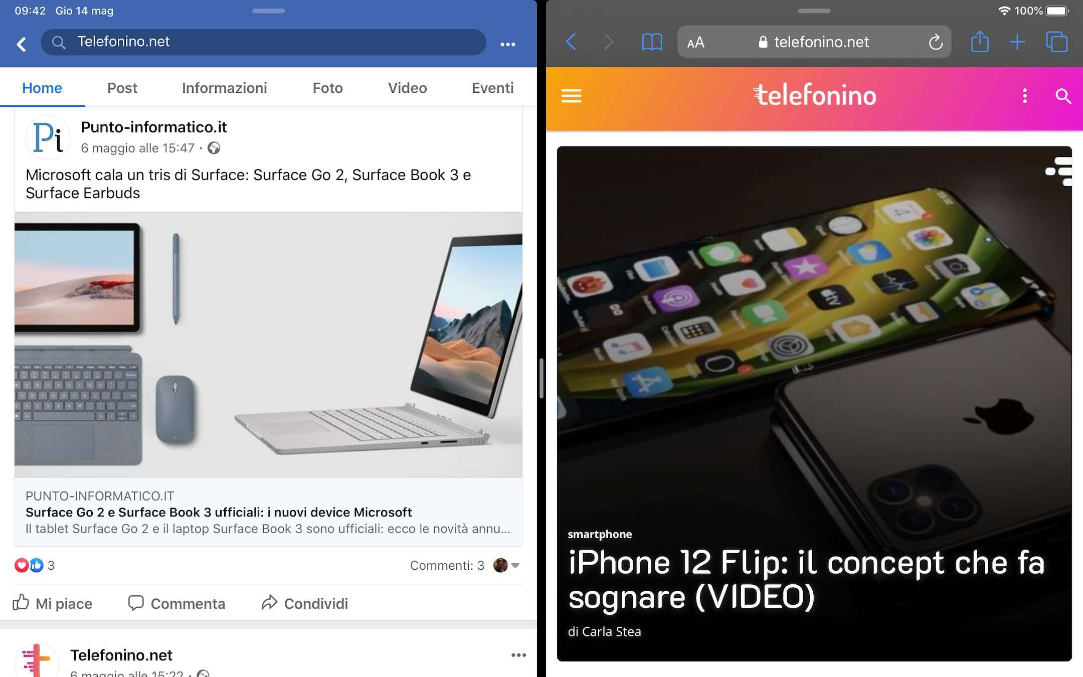 Split Screen e Slide Over su Facebook è realtà
