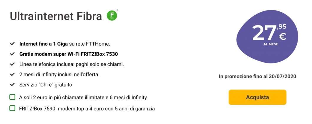 Tiscali Router Tiscali: Fibra 1 Gigabit con modem FRITZ!Box 7590 a 4€ al mese