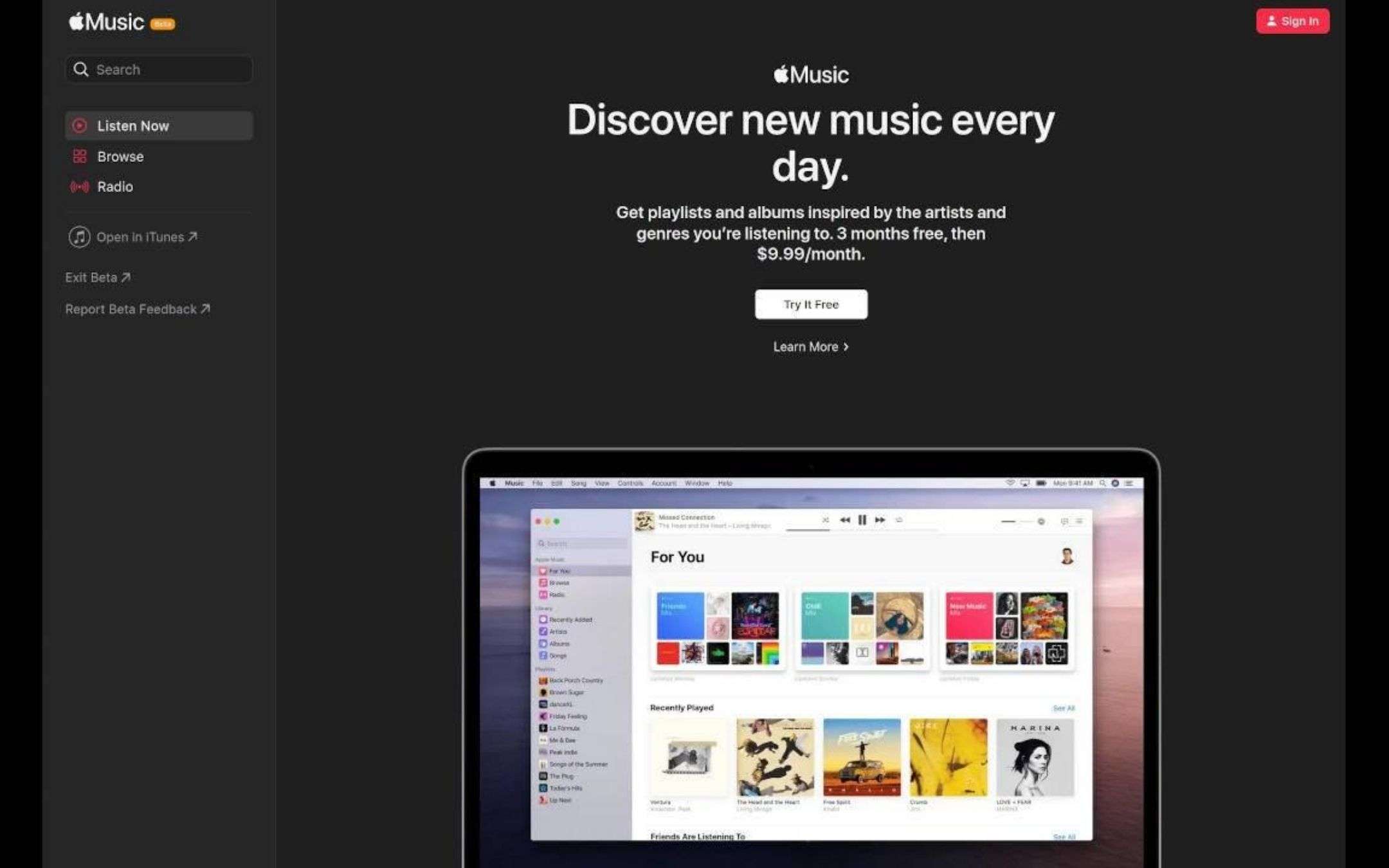 Apple Music Web Beta: arriva il nuovo design