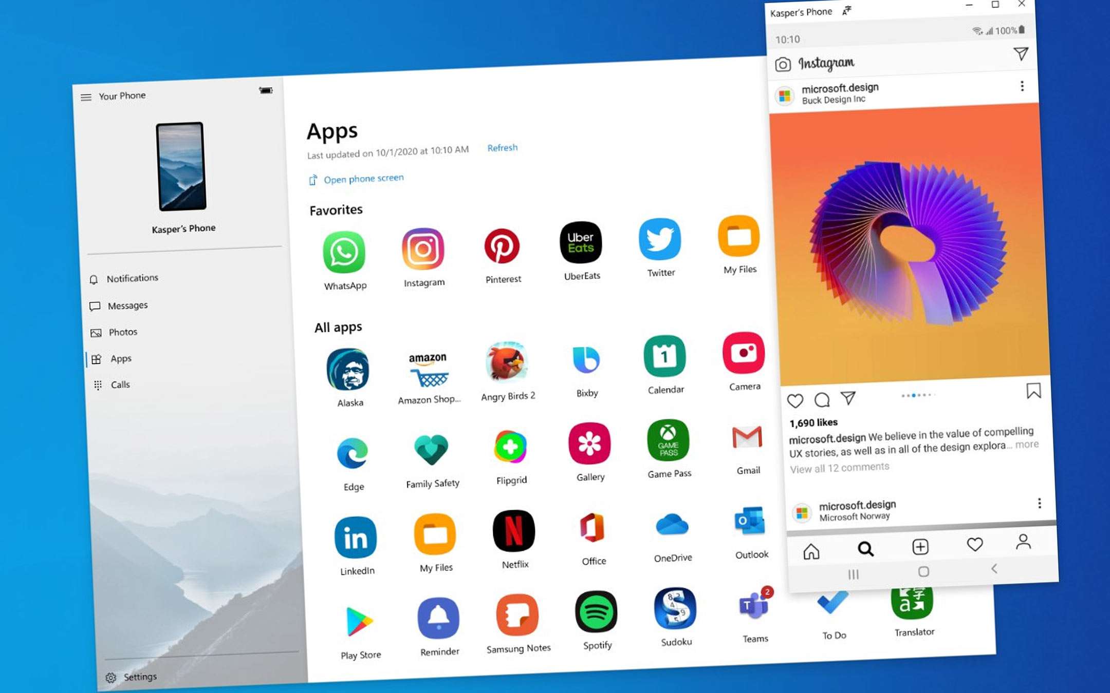 Le app Android su Windows 10 per tutti i Samsung