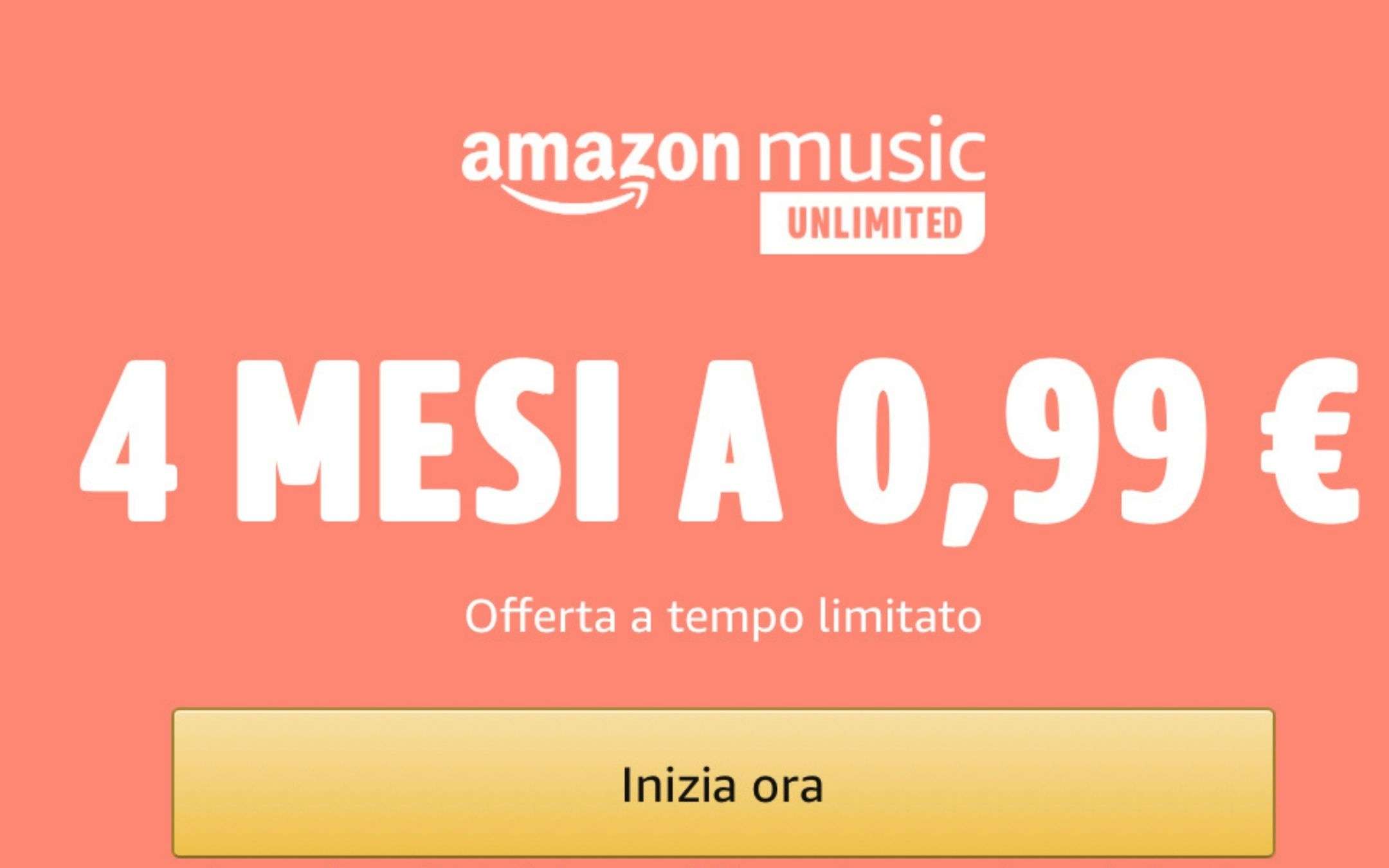 Amazon Music a meno di 0,25€/mese per 4 mesi