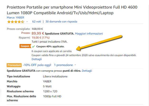 Coupon su Amazon