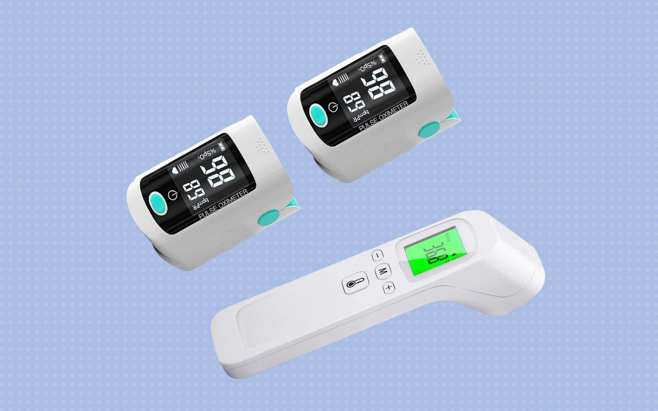2 saturimetri + 1 termometro: kit a 13€ (sconto 69%) 2 saturimetri + 1 termometro: kit a 13€ (sconto 69%)