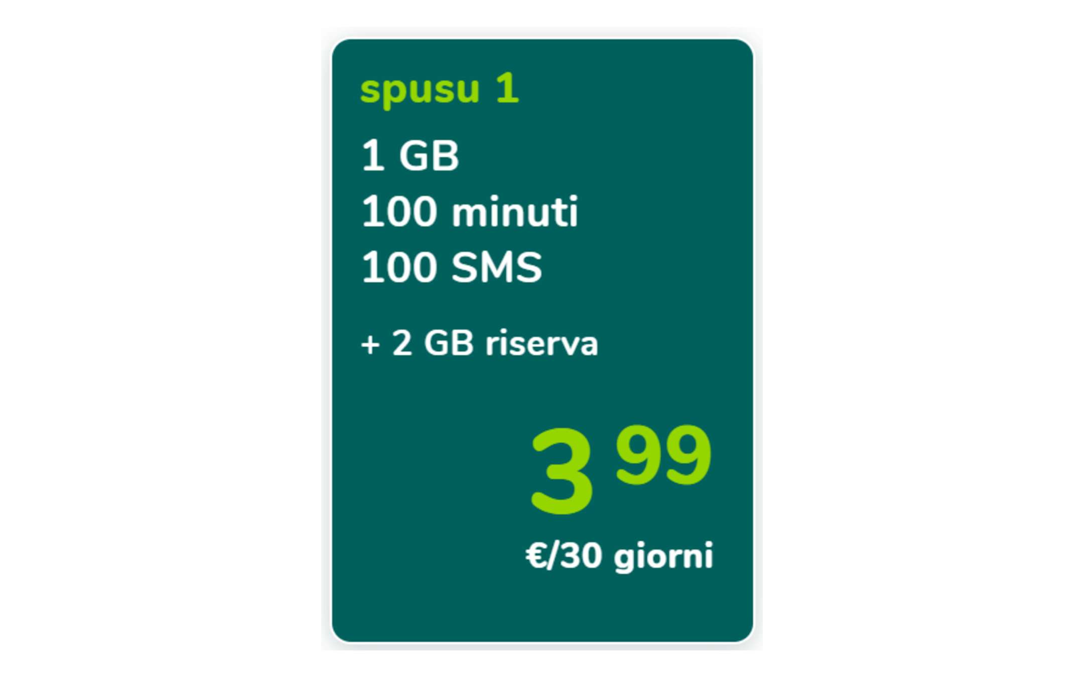 Spusu 1: Promo a soli 3,99€ al mese per tutti