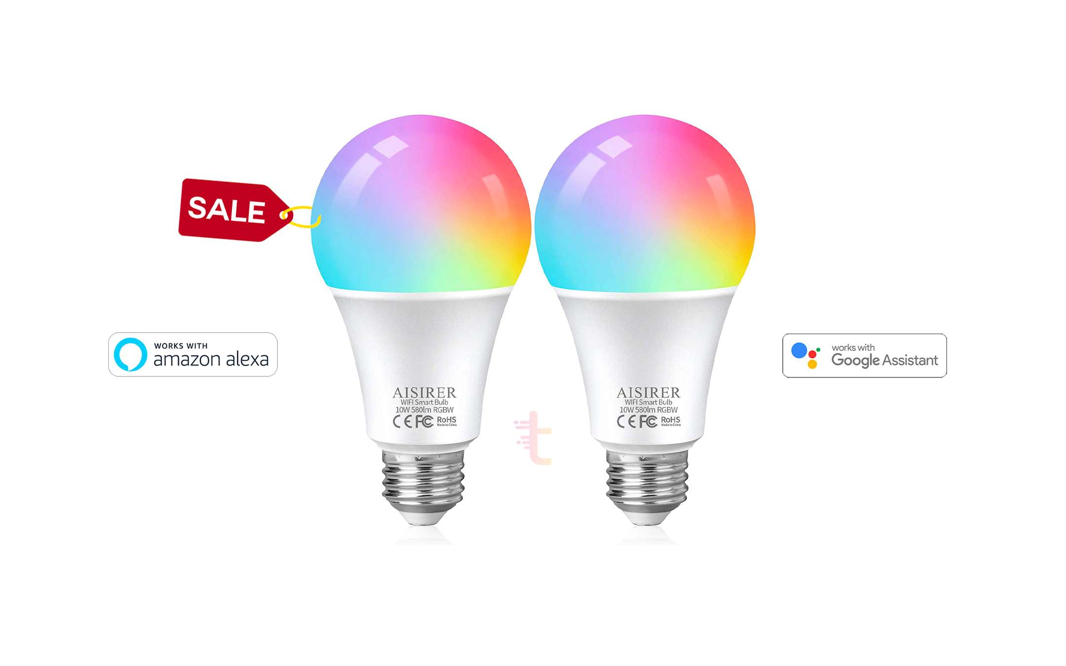 Coppia di lampadine smart RGB per Alexa e Google Home a soli 17 euro