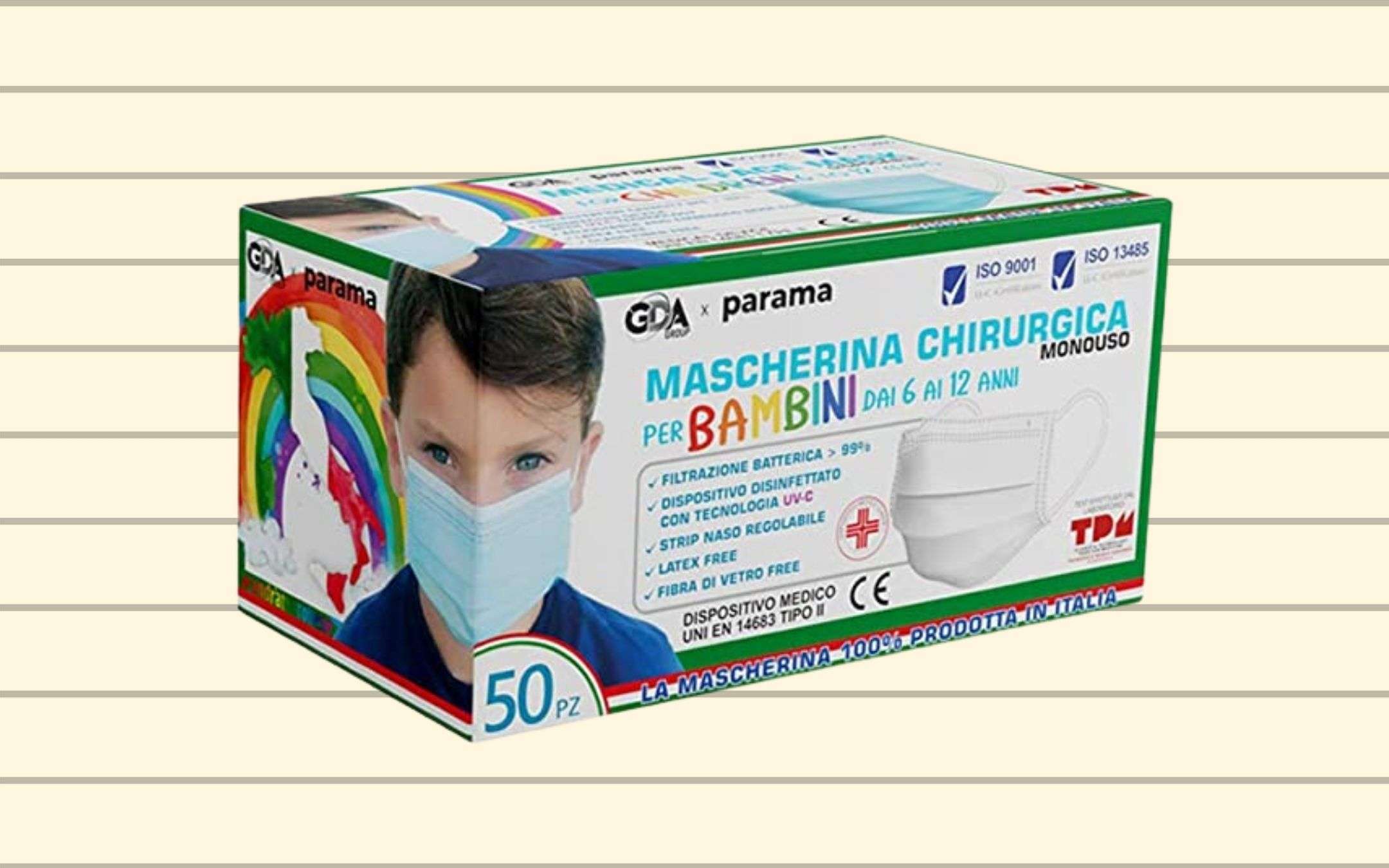 50 mascherine per bambini (CE) a prezzo WOW: 8,85€
