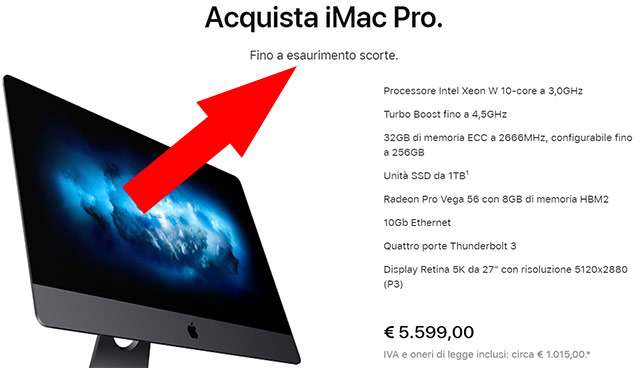 L'iMac Pro di Apple disponibile fino a esaurimento scorte