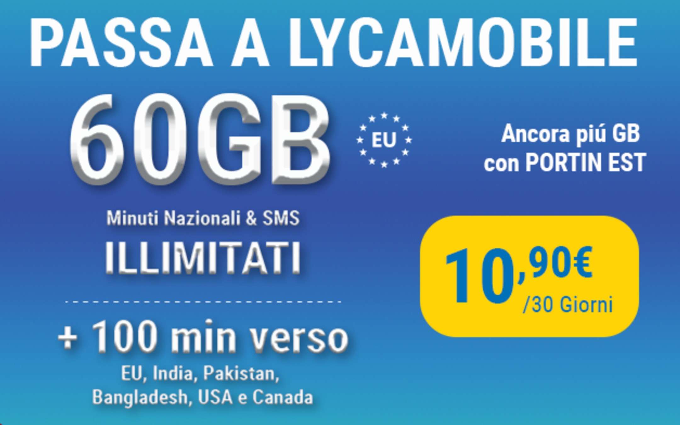 PortIN East: promo Lyca con 60GB a 10,99€ al mese