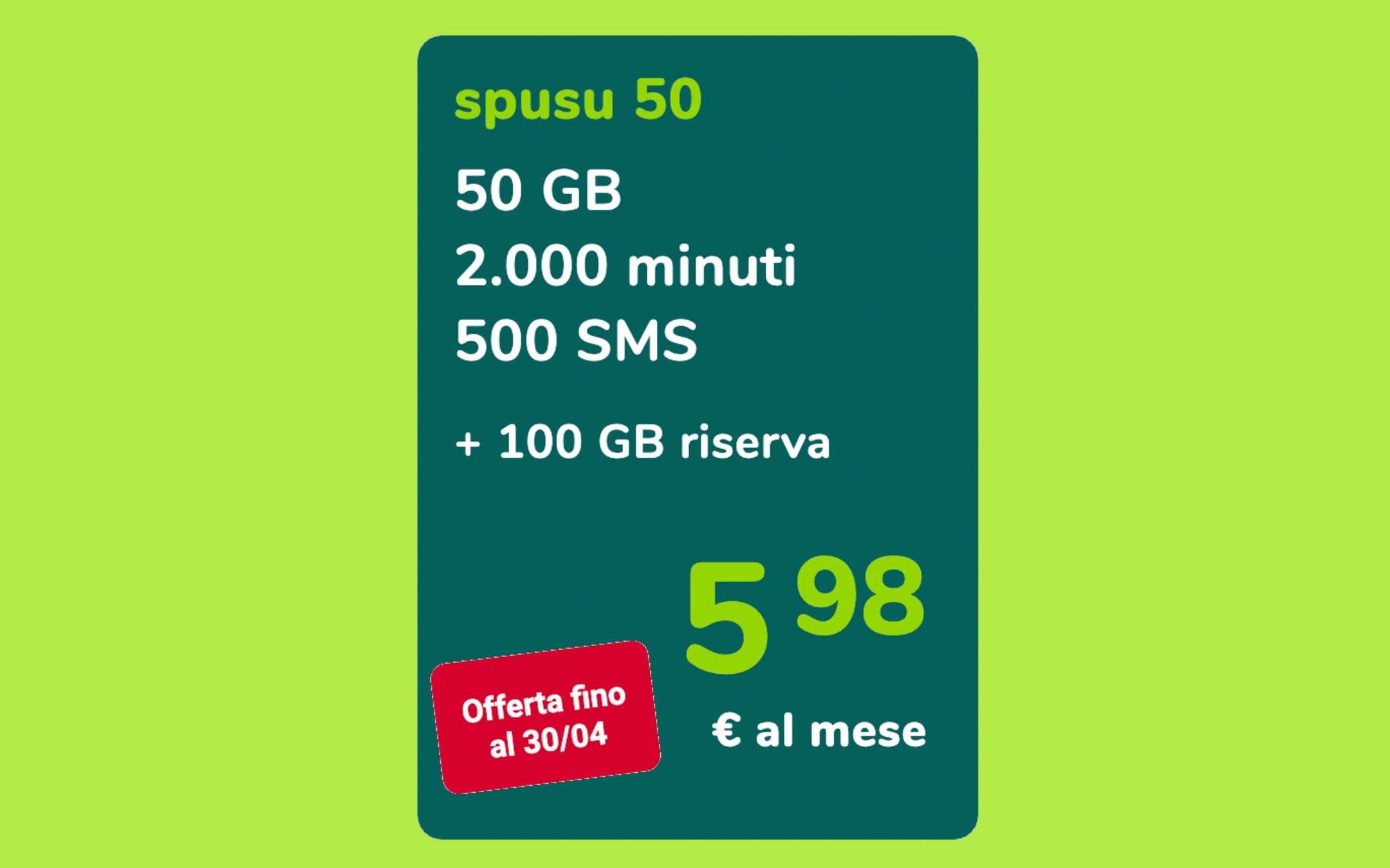 Spusu 50: 150GB a 5,98€ fino al 30 Aprile, sembra