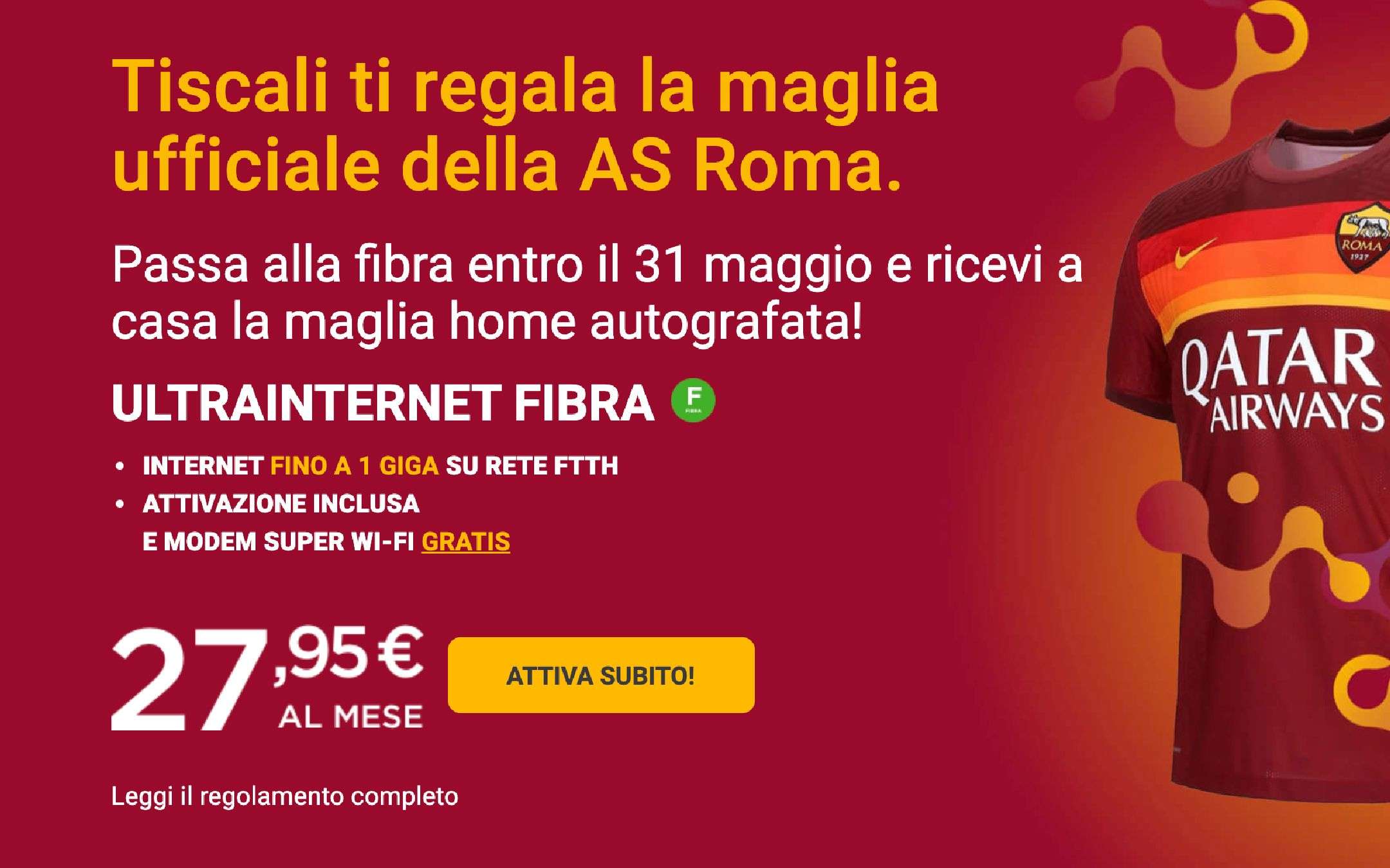 Ultrainternet: maglia della Roma GRATIS, ecco come