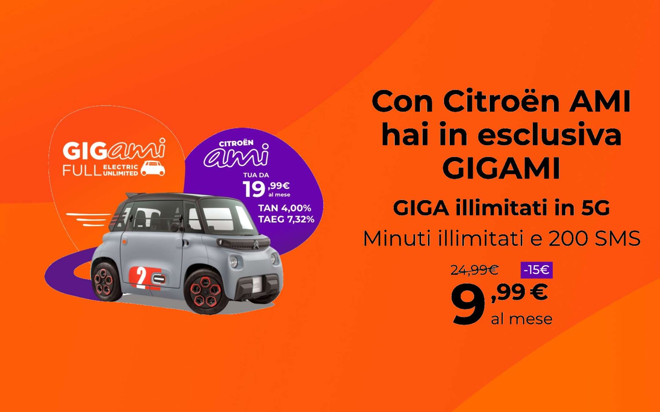 GIGAMI: Giga Illimitati con Citroën AMI a 9,99€