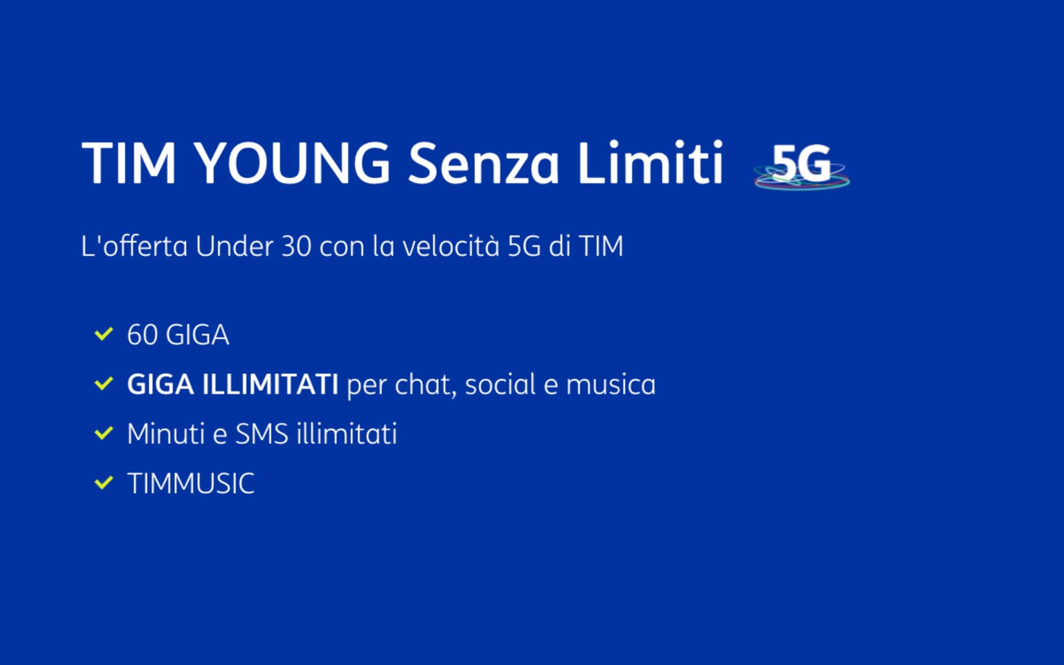 TIM YOUNG Senza Limiti: promo Under 30 in 5G