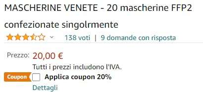 Coupon per mascherine