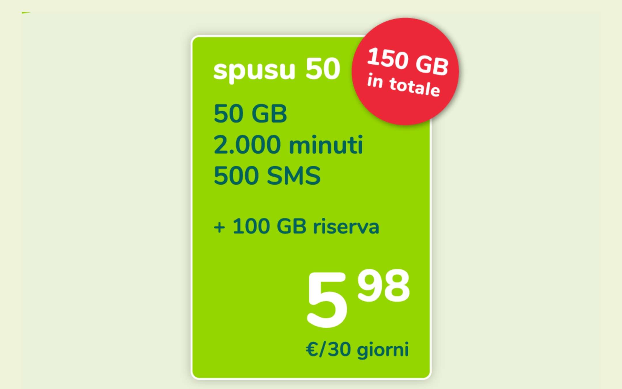 Promo Spusu50: 150GB a 5,98€ fino al 31 Luglio!