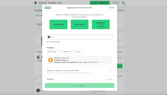 Bitpanda Savings screen