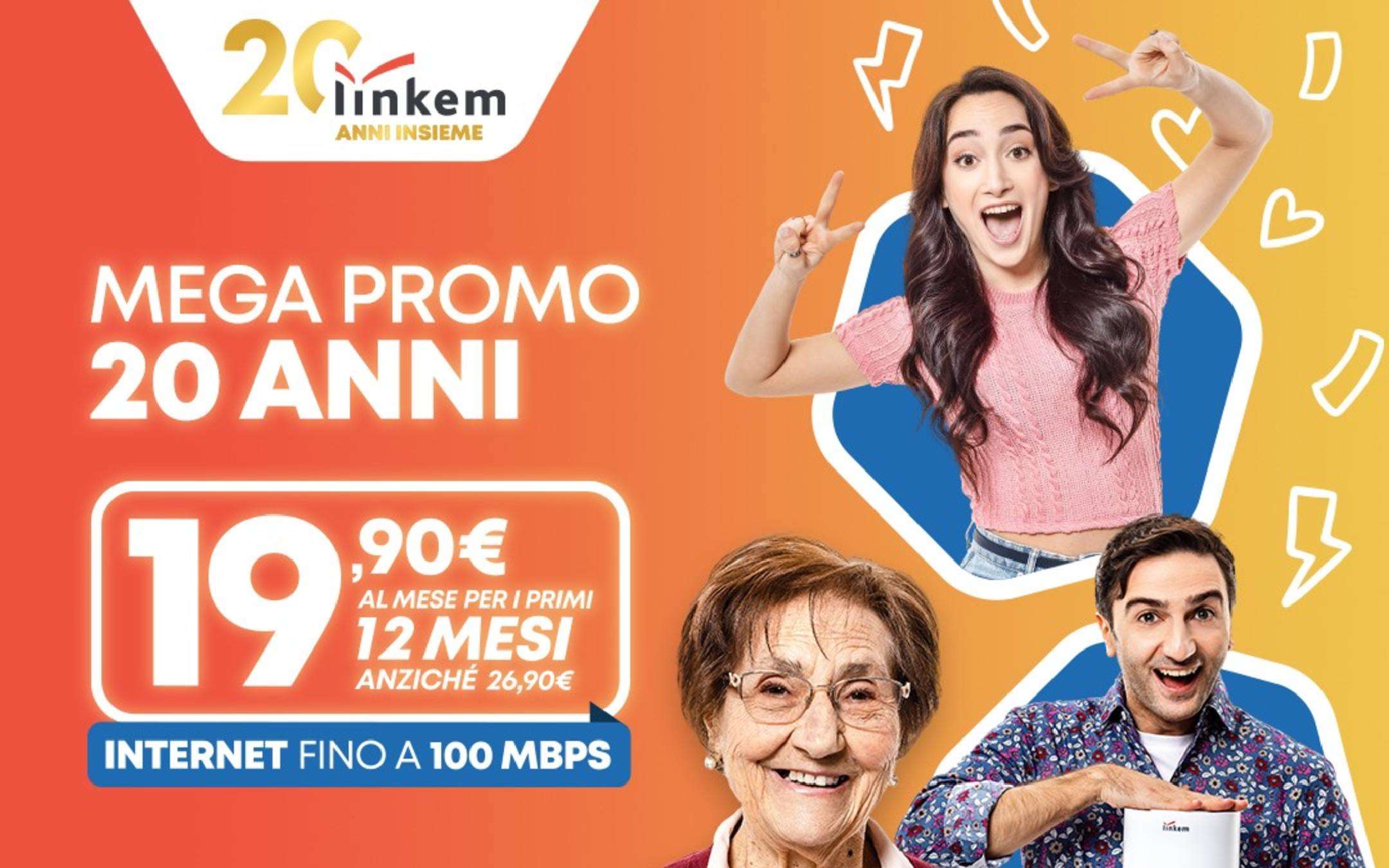 Linkem Mega Promo 20 anni: 19,90€ per 1 anno!