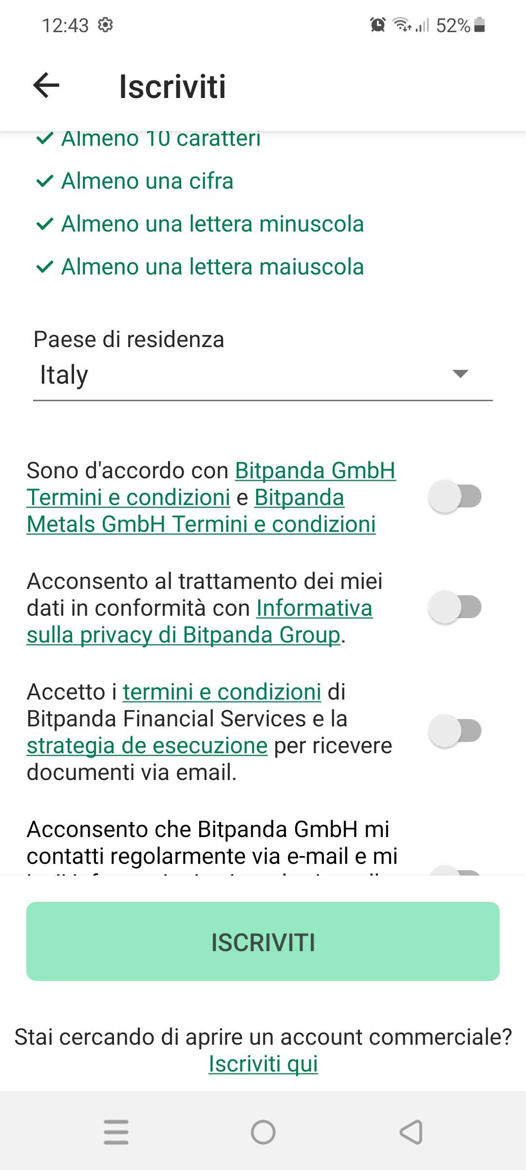 Bitpanda iscrizione
