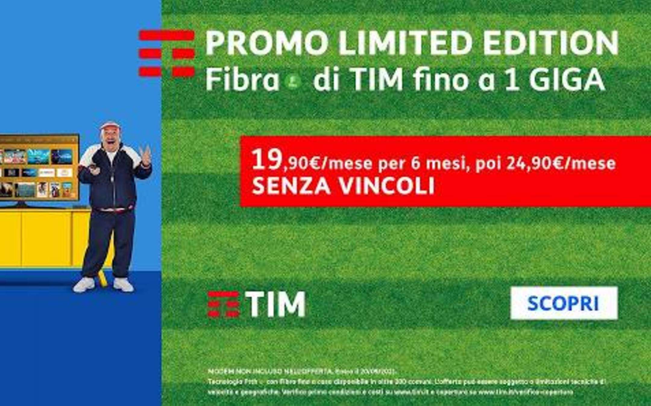 TIM: Super Fibra Limited Edition da 19,90€ al mese