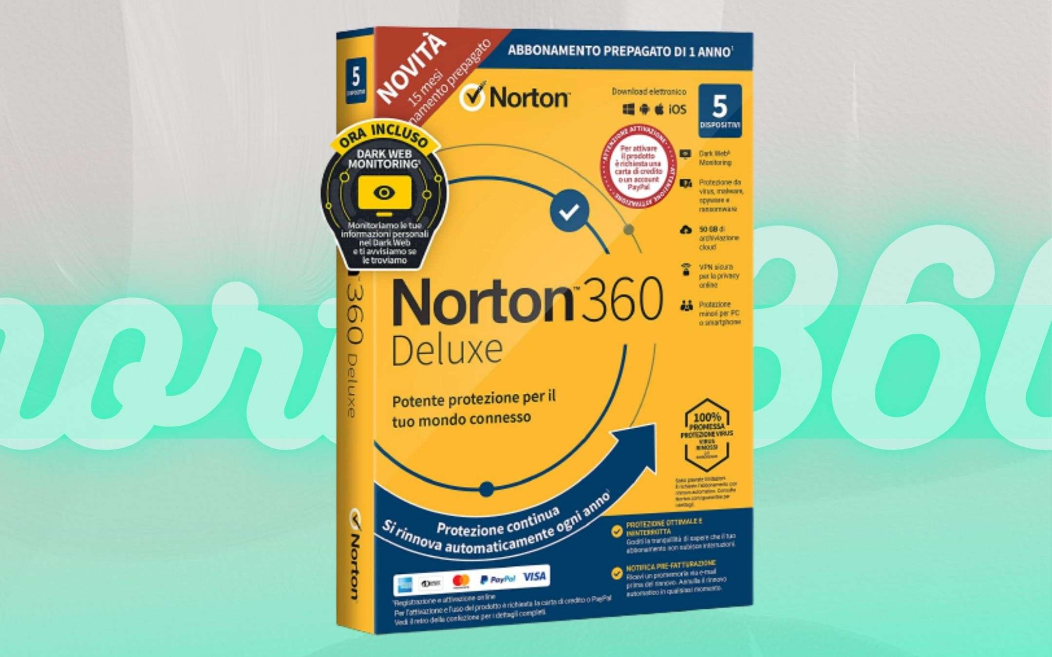 Norton 360 Deluxe: proteggi cinque dispositivi a meno di 5€