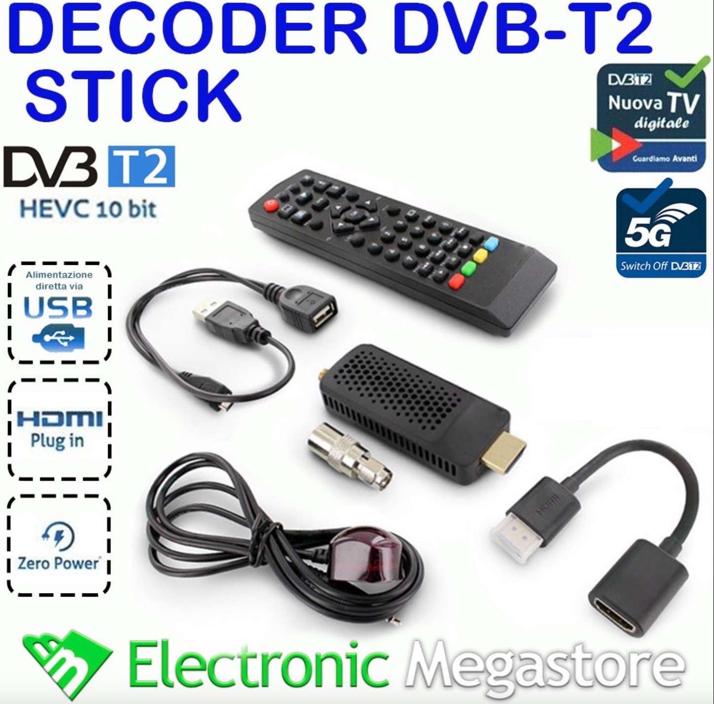 Dvb-T2 Stick HD HDMI Hevc H265 decoder DVB-T2