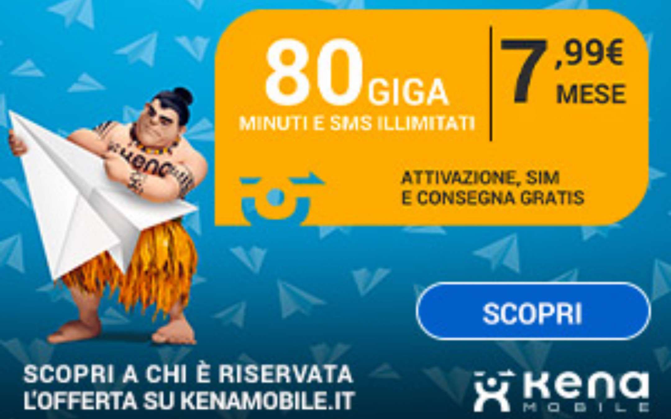 Kena Super: 80GB, minuti e SMS illimitati a 7,99€