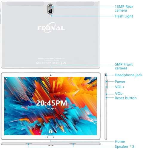 Tablet 10 Pollici Android 10.0, FEONAL 4G