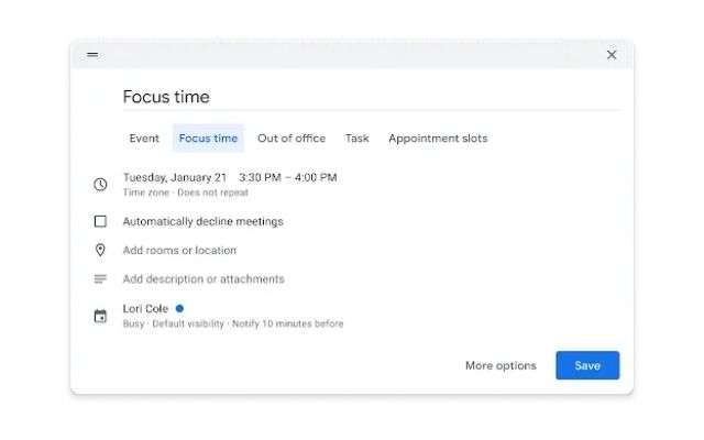google calendar focus mode