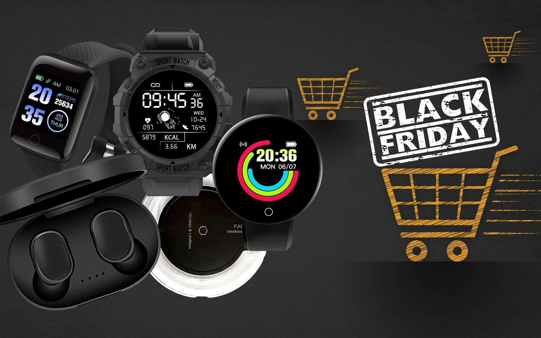 Black Friday LAST MINUTE: smartwatch e auricolari a meno di 10€ Black Friday LAST MINUTE: smartwatch e auricolari a meno di 10€