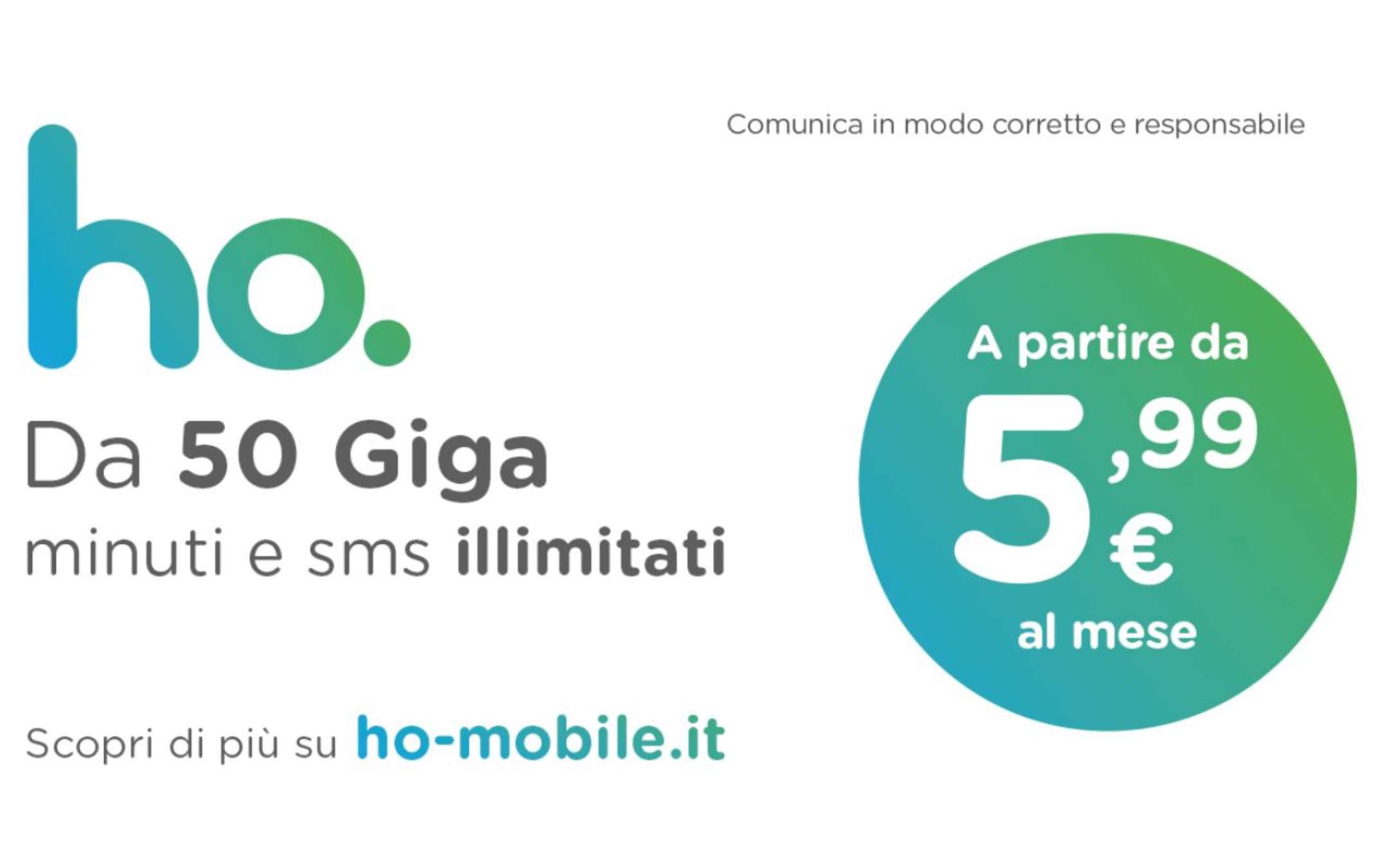 Ho. 5,99: PROMO con 50GB in 4G a 5,99€ al mese!