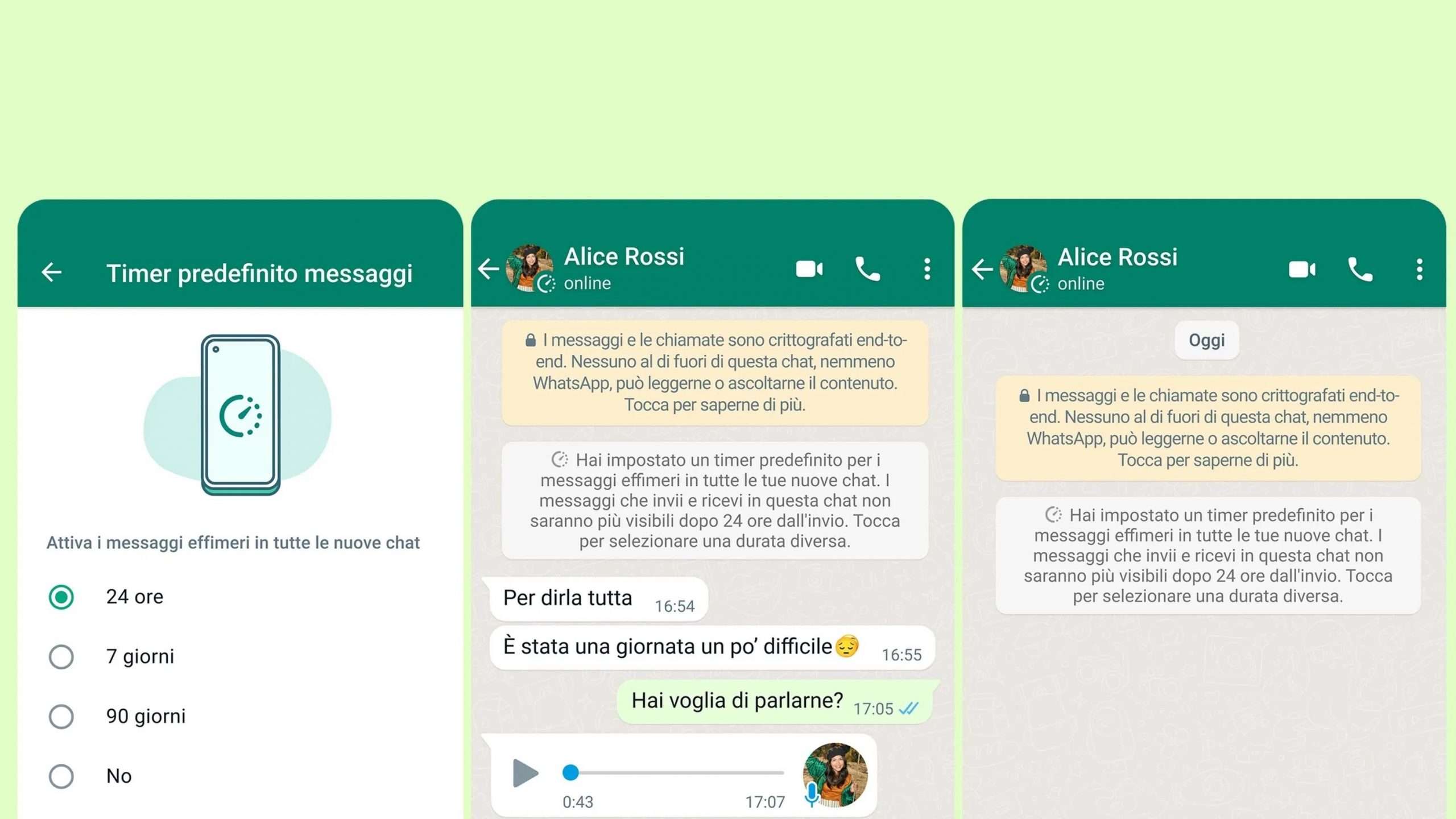 WhatsApp: ora potete scegliere la durata dei messaggi effimeri