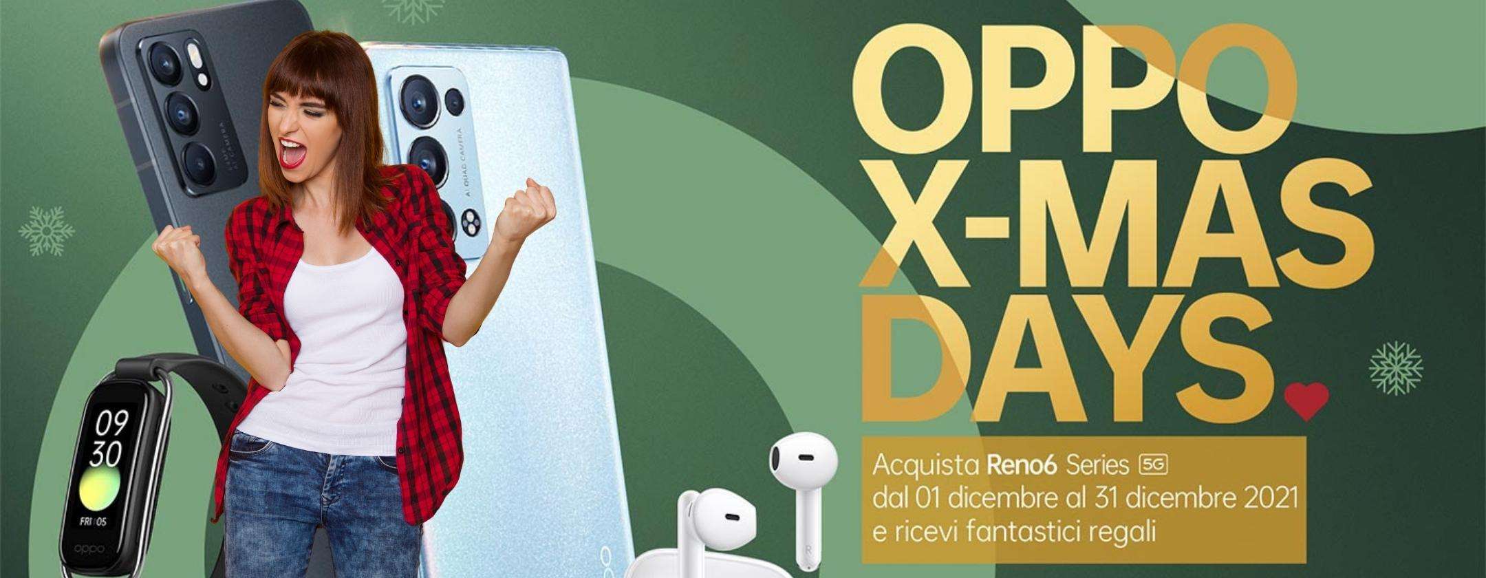 OPPO X-Mas Days Unieuro: acquista un Reno6 e ricevi fantastici regali OPPO X-Mas Days Unieuro: acquista un Reno6 e ricevi fantastici regali
