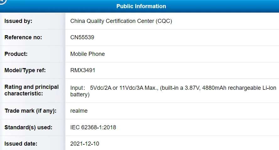 realme 9i batteria ricarica rapida leak