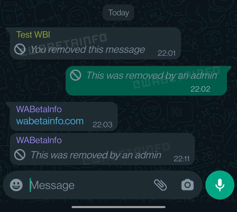 whatsapp beta amministratori messaggi eliminati