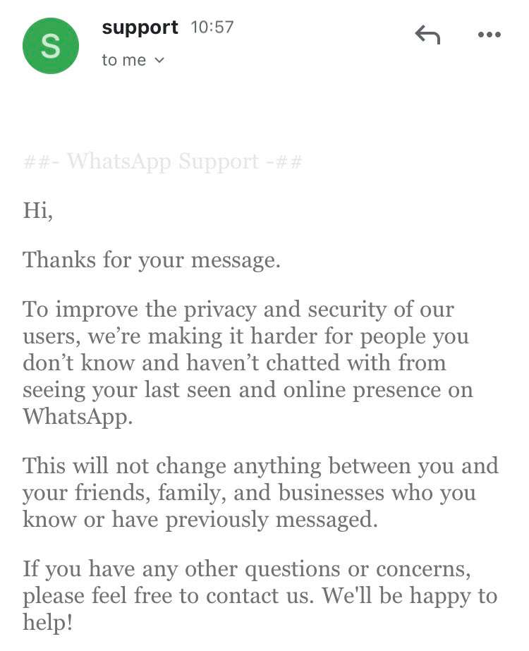 whatsapp privacy stato online