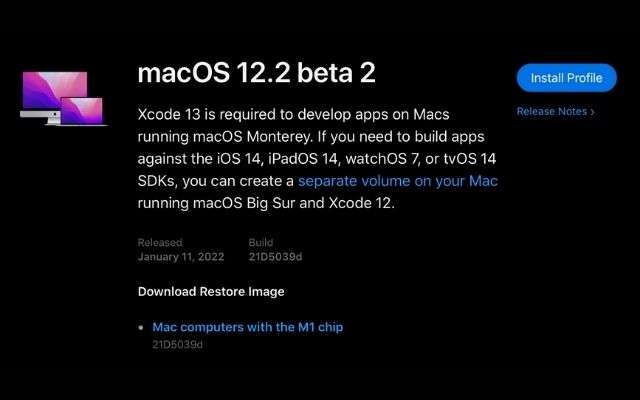 MacOS 12.2 Beta 2