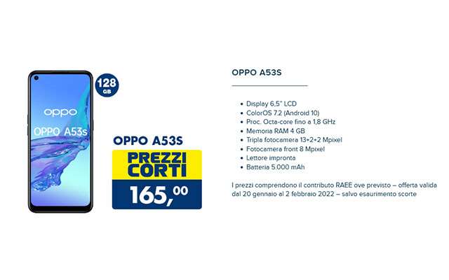 oppo a53s esselunga offerta tech 20 gennaio 2 febbraio 2022