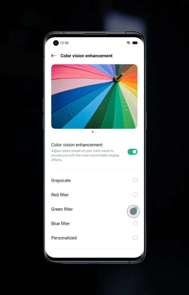 oppo smartphone color vision enhancement daltonismo