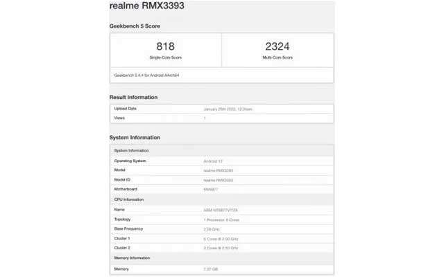 realme 9 pro plus geekbench