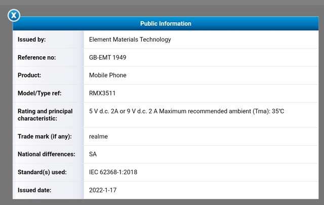 realme c35 certificazioni rumor