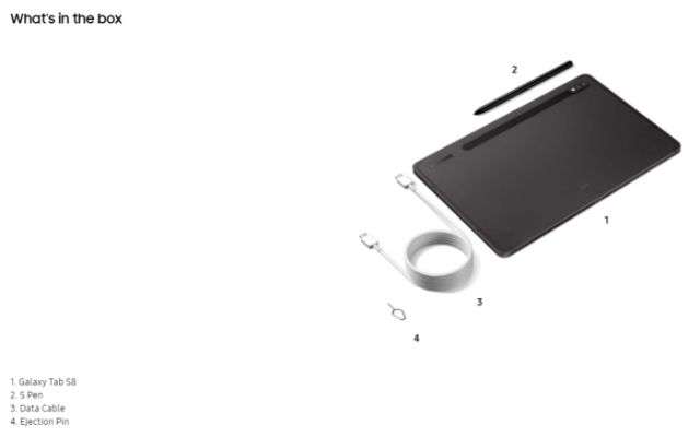 Samsung confezione Tab s8